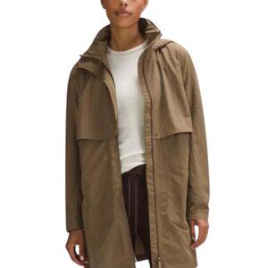 Lululemon Effortless Long Tan Hooded Rain Jacket 6